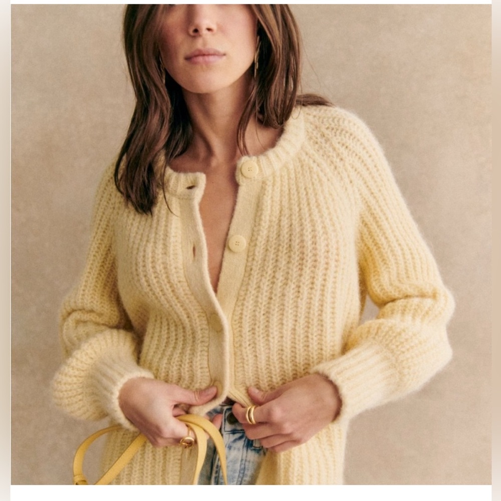 Sezane Emile Cardigan Pastel Yellow - Size XS